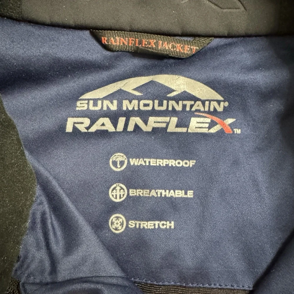 Sun Mountain Jacket Mens XL Blue Rainflex Full Zip Waterproof Outdoors Golf‎
